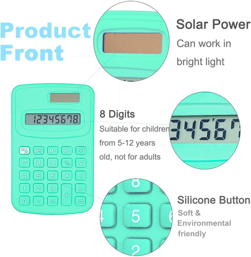 Basic Calculator Dual Power 8 Digit Silicone Button Desktop Calculator (4 Colors, Set of 8)...