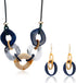 Marbling Contrast Colored Acrylic Disc Jewelry Set - Chunky Necklace and Dangle Earrings for Women Bohemian Style Jewelry...