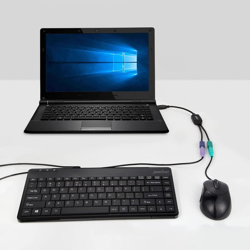Perixx PERIPRO-401 PS2 to USB Adapter for Keyboard and Mouse - Built-in USB Controller - Black...