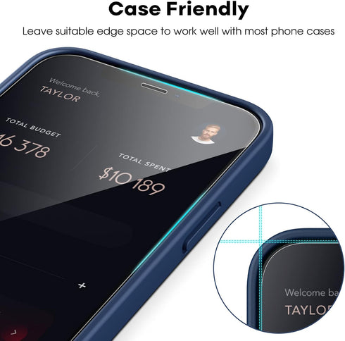 JETech Full Coverage Screen Protector for iPhone 12 Pro Max 6.7-Inch, Tempered Glass Film with Easy Installation Tool, Case-Friendly, HD Clear, 3-...