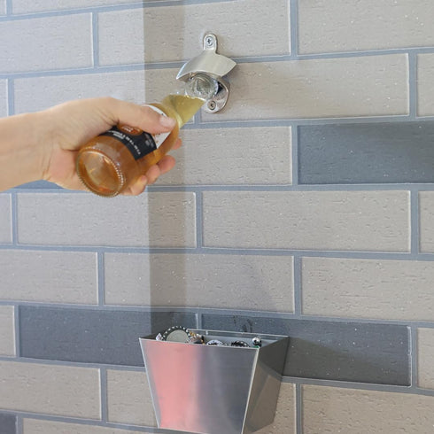 Wall-Mounted Bottle Opener 304 Stainless Bottle Cap Catcher with Drained Holes...