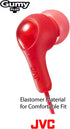 JVC Gumy in Ear Earbud Headphones, Powerful Sound, Comfortable and Secure Fit, Silicone Ear Pieces S/M/L - HAFX7R Red...