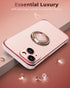 XYZ for iPhone 14 Case with Stand, Phone Case with Double Ring Kickstand, Women Girls Bling Luxury Protective Case Heart for iPhone 14, Pink...