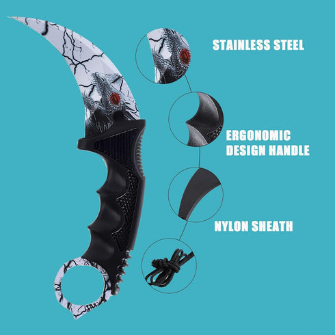 2 Pieces Karambit Knife Fixed Blade Tactical Camping Tool,Outdoor Hunting Knife with Sheath and Cord, Suitable for Hiking, Adventure, Survival and...