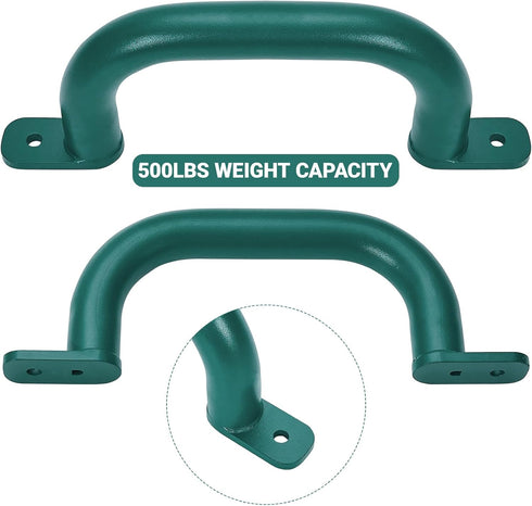 2 Pack 10'' Playground Accessories Handles Green, Outdoor Playset Grab Handles, Swing Set Hardware Kit Handles, Kids Grab Bar for Playhouse,Treeho...