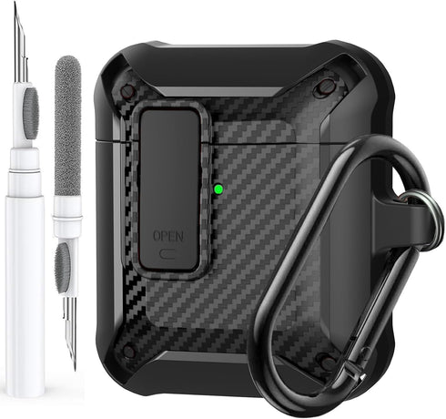 Olytop for Airpods 2nd 1st Generation Case Men Lock with Cleaner Kit, Rugged AirPod 2/1 Gen Protective Hard Cover Shockproof Skin Boys Women with ...