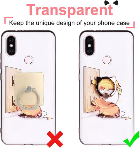 Cat Phone Ring Holder - EI Sonador Clear Cell Phone Ring Holder Transparent Stand Finger Grip (1 Silver + 1 Rose Gold Cat)......