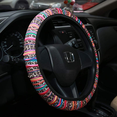Universal Steering Wheel Covers, SUV Anti Slip Wheel Protector?Cute Car Steering Wheel Cover for Women and Girls (Stripe Leopard)...