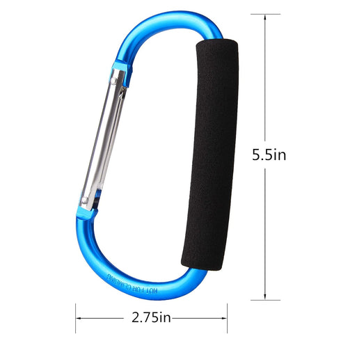 4 Pack Large Carabiner 5.5" D Style Click and Carry Bag Carrier Stroller Hooks(Light Blue and Rose red)...