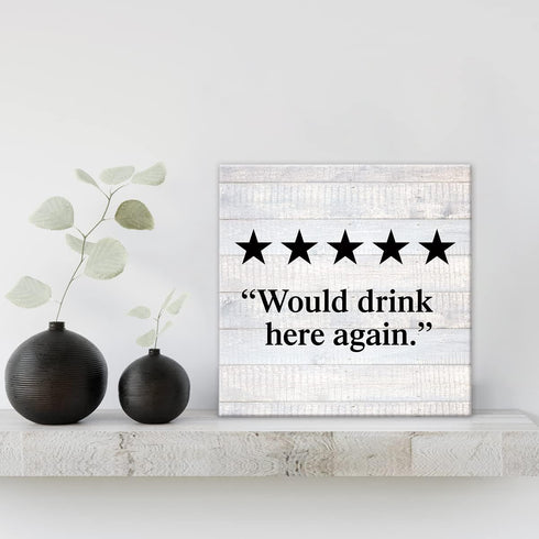 Country Would Drink Here Again Farmhouse Canvas Print Wall Art Decor Humor Kitchen Bar Sign Painting Poster Plaque Rustic Home Decoration (8 X 8 i...
