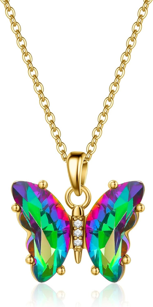 Butterfly Necklaces For Women Trendy 18k Gold Plated Butterfly Pendent, Moon Planet, Bee, Swan,Teardrop, Dolphin, Heart,Angel Pendant Gifts For Wo...