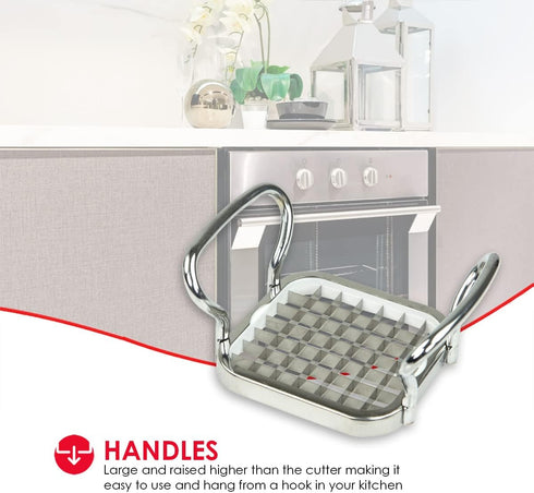 French Fry Cutter By Home Basics, French Fry Cutter Stainless Steel French Fry Slicer | With Easy Grip Handles,Silver...