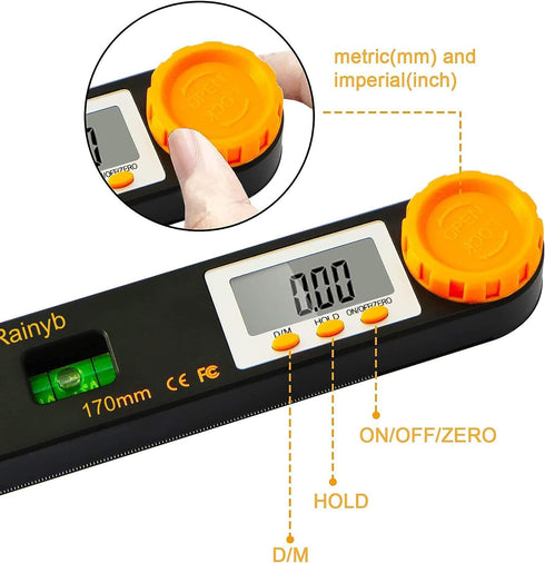 Digital Angle Finder Tool 5 inch Pocket Protractor 0-360 degree LED Digital Protractor with Horizontal Bubble Levels and Ruler Meter Accurate Tool...