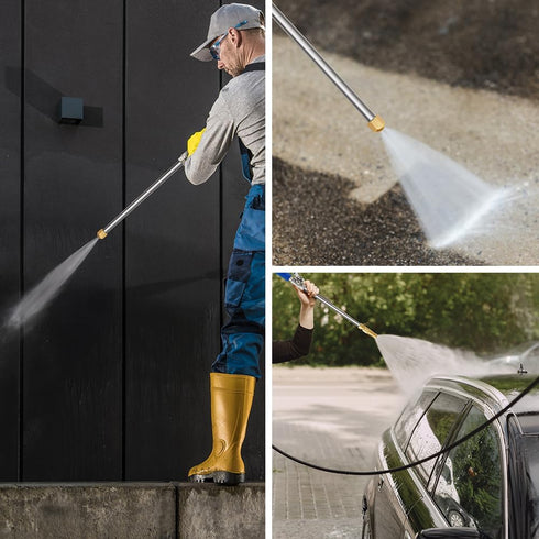 2-in-1 High Pressure Power Washer Wand and Watering Sprayer Tool with 3 Hose Nozzles - Hydro Jet Nozzle for Garden Hose, Car Washing, and Versatil...