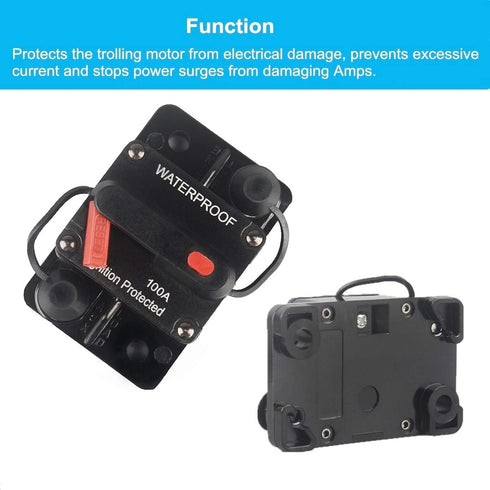 100 Amp Circuit Breaker with Manual Reset 12V-36V DC Waterproof Surface Mount for Car Audio Rv Marine Boat Truck Trolling Motors, 30-300A Car Spea...