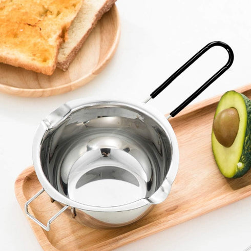Double Boiler Melting Pot with 600ML,Stainless Steel Chocolate Melting Pot with Heat Resistant Handle for Butter Candy Butter Cheese, Candle Makin...