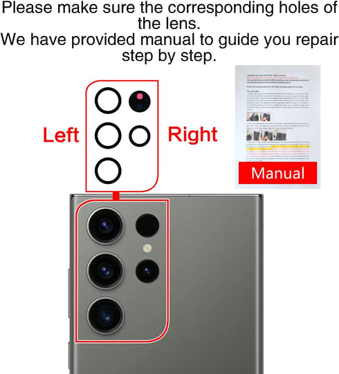 2PCS ASDAWN Back Rear Camera Lens Glass Replacement for Galaxy S23 Ultra Camera Glass Lens Replacement 6.8 inches with Pre-Installed Adhesive + Re...