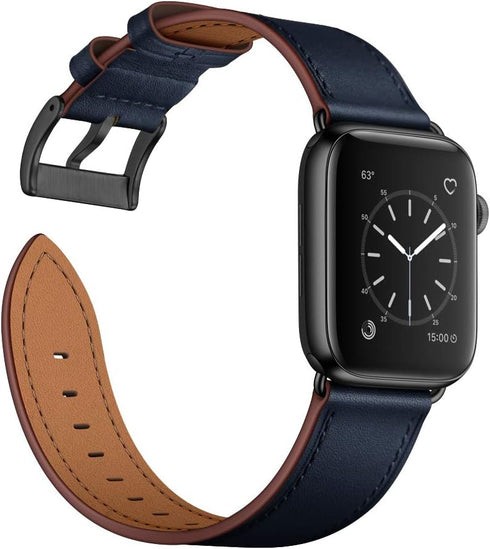 OUHENG Compatible with Apple Watch Band 42mm 41mm 40mm 38mm, Genuine Leather Band Replacement Strap Compatible with Apple Watch Series 10/9/8/7/6/...