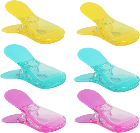 Plastic Refrigerator Magnet Clips Sets? Magnet Paper Clips, Snacks Bag Clips? Multipurpose Clips - Set of 6 (Neon Colors)...
