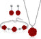 Fiada 1 Set Resin Rose Jewelry Red Necklaces with Diamond Flower Vintage Jewelry Dangle Necklace and Earring Sets for Women Rose Earrings Pendent ...