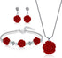 Fiada 1 Set Resin Rose Jewelry Red Necklaces with Diamond Flower Vintage Jewelry Dangle Necklace and Earring Sets for Women Rose Earrings Pendent ...