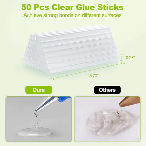 Hot Glue Sticks, 50 Pack Mini Crystal Clear Hot Glue Gun Sticks for Kids and Adults DIY Craft, Repairing, Decoration and More...