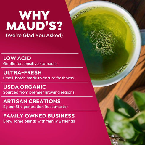 Maud's Organic Matcha Green Tea Pods, 24 ct, Recyclable Single Serve Tea Pods – 100% Gourmet Blended Tea Leaves, Compatible with Keurig K Cups Mak...