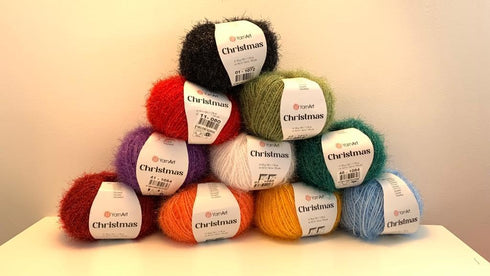 Yarnart Christmas Fantasy Sparkly Knitting Yarn, Me tallic Yarn, Sparkle Yarn, Shiny Yarn, Eyelash Yarn, 100% Polyamide, 1.76 Oz, 155 Yds, 50 Gram...