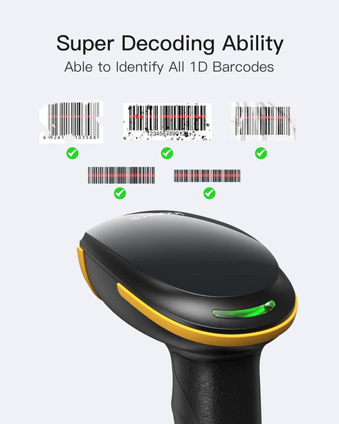 Inateck Wireless Barcode Scanner, Bluetooth Bar Code Scanner, 1D USB Barcode Reader Handheld, 1 Charge 3 Months, Scanner Barcode with APP and SDK...