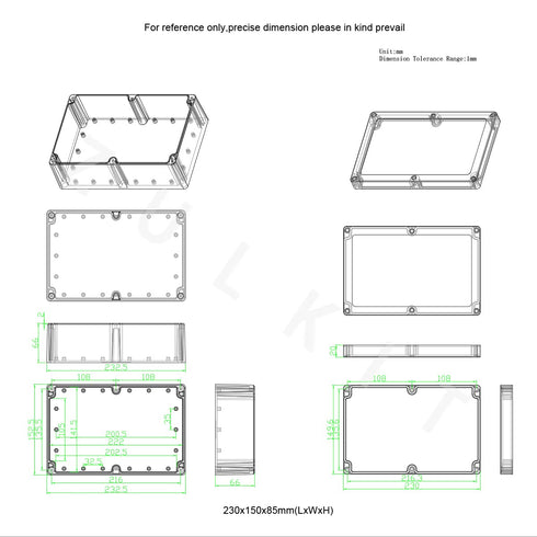 Junction Box, Zulkit Project Box IP65 Waterproof Dustproof ABS Plastic Electrical Boxes Electronic Enclosure Black 9.1 x 5.9 x 3.4 inch(230 x 150 ...