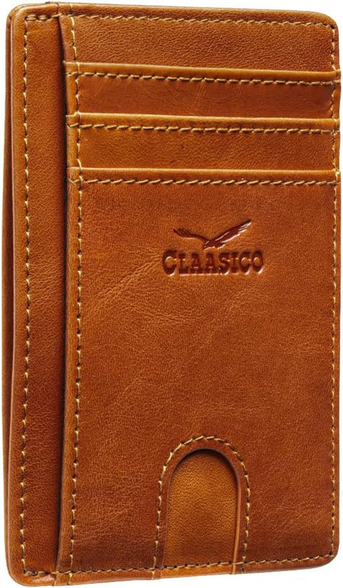 Claasico Front Pocket Small Minimalist Leather Wallet RFID Blocking Vintage Leather Credit Card Holder with Gift Box...