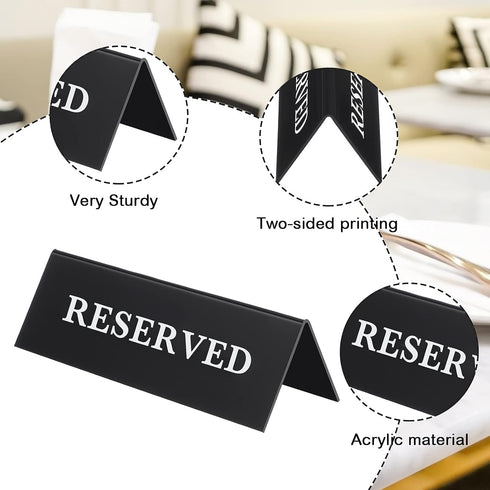 6 Pieces Plastic Reserved Table Sign Table Tent Wedding Guest Reservation Seat Sign for Restaurant Wedding Chairs...