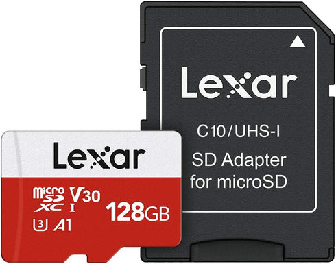 Lexar E-Series 128GB Micro SD Card, microSDXC UHS-I Flash Memory Card with Adapter, 100MB/s, C10, U3, A1, V30, Full HD, 4K UHD, High Speed TF Card...
