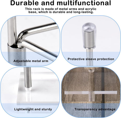 6Pcs Adjustable Metal Arm Display Stand Easel with Acrylic Base Rock Display Small Easel Holder Acrylic for Fossil Coral Geodes Rock Mineral Agate...