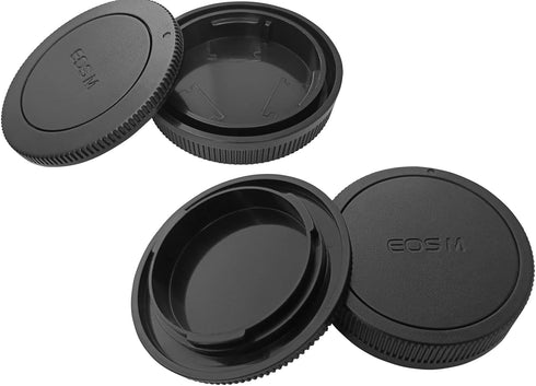 Body Cap + Rear Lens Cap Cover for Canon EOS M50 Mark II M5 M6 Mark II M200 M100 M10 M3 M2 M and More Canon EF-M Mount Mirrorless Camera and Lens,...