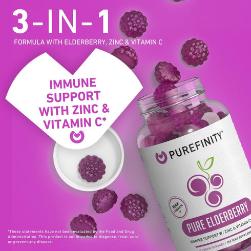 Sambucus Elderberry Vitamin C and Zinc Gummies – 3-in-1 Sambucus Elderberry Gummies for Kids & Adults, Vitamin Boost Antioxidant – Gluten Free, No...