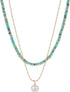 2Pcs Beaded Gemstone Layered Necklace for Women Colorful Boho Bead Choker Necklace Natural Stone Freshwater Pearl Surfer Beach Necklace 14K Gold P...