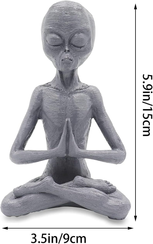 Dnoifne Garden Statue Meditating Alien Sculptures, Meditating Alien Resin Ornament, UFO Indoor Outdoor Garden Decor, Meditating Alien Figurines...