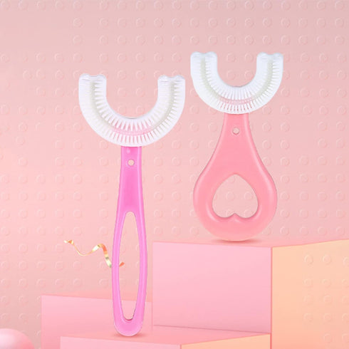 Blue Toothbrushes,All Rounded Children U Shape Toothbrush, U-Shaped Whole Mouth Teeth Brush, Silicone Bristles Massage Gums, All-Round Cleaning To...