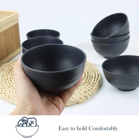 Homienly Cereal Bowls, 8 PCS Dessert bowls,Snack Bowls Wheat Straw Fiber Unbreakable Lightweight Bowls (Black, 10 OZ)...