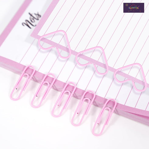 6pcs Pink Office Supplies Set, Pink Desk Accessories, Stapler Binding Set for Women with Paper Clip, Neutral Pen, Long Tail Clip, Horizontal Noteb...