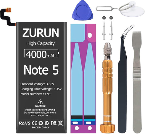 Galaxy Note 5 Battery Upgraded ZURUN 4000mAh Li-Polymer Battery EB-BN920ABE Replacement for Samsung Galaxy Note 5 N920 N920V N920A N920T N920P wit...