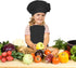 Kids Apron and Chef Hat Set, Adjustable Cotton Child Aprons with Large Pocket Black Girls Boys Kitchen Bib Aprons for Cooking Baking Painting...