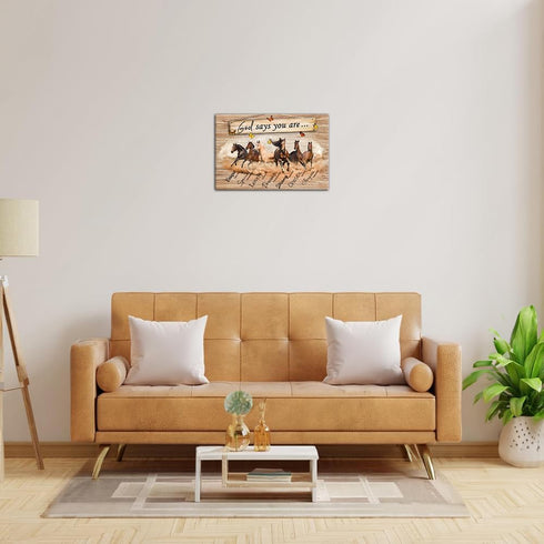 Strofupp Horse Wall Art God Says You Are Inspirational Picture Bible Quote Wall Decor Modern Farmhouse Painting Artwork 12x18 inches...