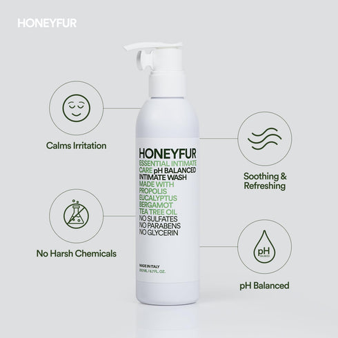 HONEYFUR pH Balanced Feminine Wash | Gentle Cleanser For Sensitive Skin | Natural Intimate Area Hygiene Wash – Sulfates & Paraben Free – Soothing,...
