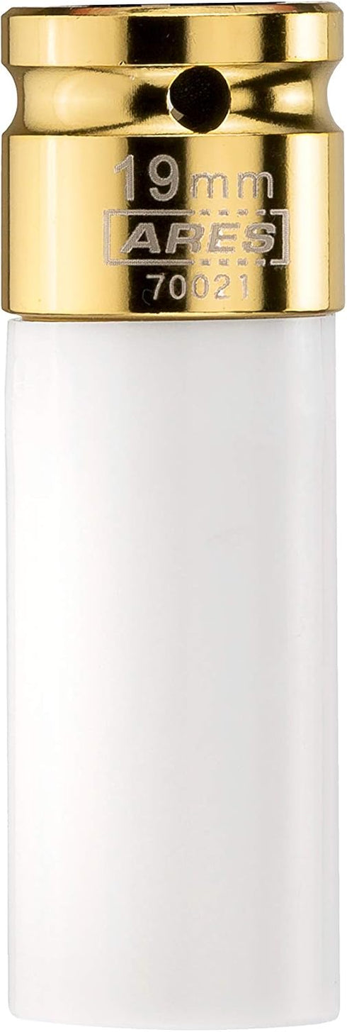 ARES 70021-1/2-Inch Drive 19MM Non-Marring Lug Nut Socket - Protective Sleeve Protects Custom Rims and Lug Nuts from Damage - Color Coded and Lase...