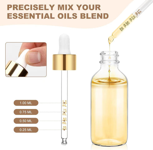 4 Pack 2 oz Glass Dropper Bottle with Top Cap Pink Tincture Bottles, 2 Plastic Eye Droppers Measured Pipettes, Essential Oil Bottles Perfume Cosme...