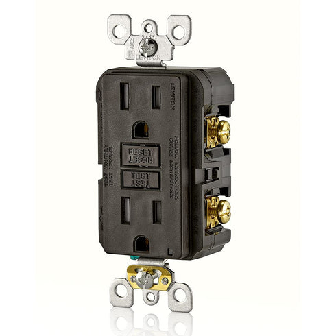 Leviton GFCI Outlet, 15 Amp, Self Test, Tamper-Resistant with LED Indicator Light, Protection from Electric Shock and Electrocution, GFTR1, Brown...