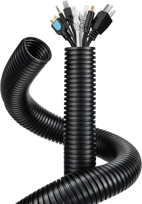 1.6M 0.75inch/20mm Inner Diameter Black Flexible Corrugated Tube Bellows Hose Wire Loom Tubing Wire Conduit – Black...