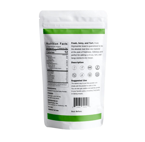 Orgnisulmte Lime Juice Powder, 8 Oz, Fresh Lime Juice Freeze Dried Powder Filler Free, Rich in Natural Vitamin C, Great Flavor for Soda, Baking an...